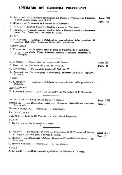 Archivio storico per la Calabria e la Lucania