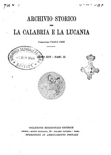 Archivio storico per la Calabria e la Lucania