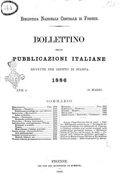 Bollettino delle pubblicazioni italiane ricevute per diritto di stampa