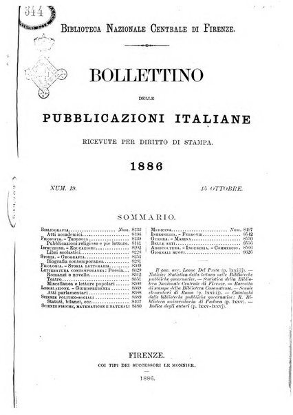 Bollettino delle pubblicazioni italiane ricevute per diritto di stampa