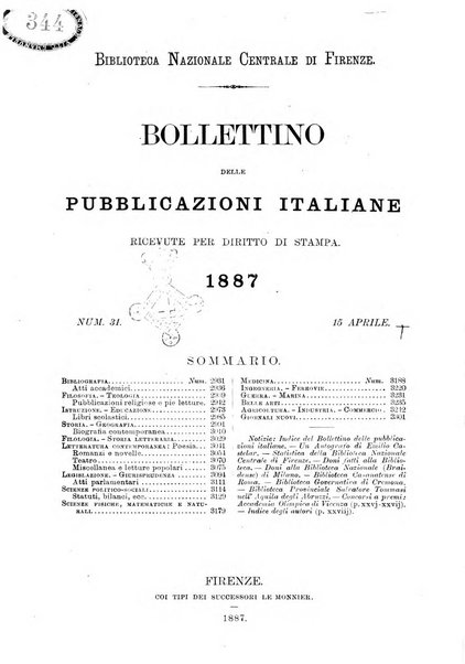 Bollettino delle pubblicazioni italiane ricevute per diritto di stampa