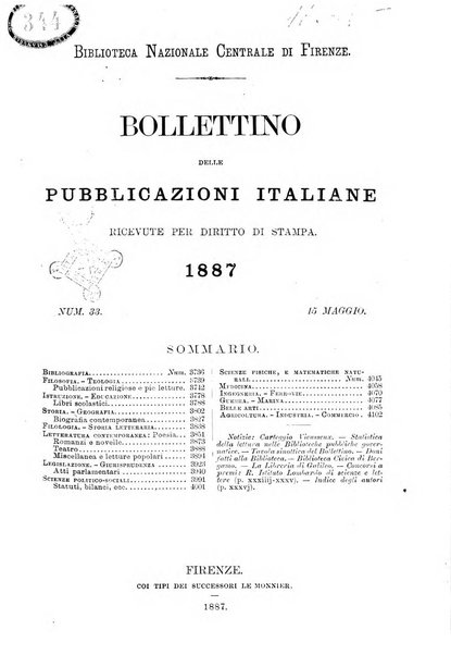 Bollettino delle pubblicazioni italiane ricevute per diritto di stampa