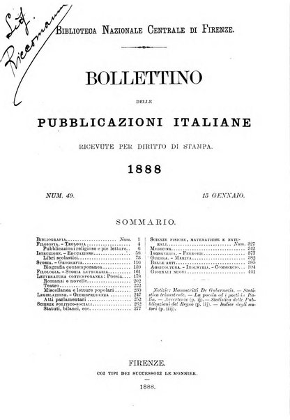 Bollettino delle pubblicazioni italiane ricevute per diritto di stampa