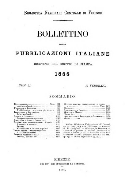 Bollettino delle pubblicazioni italiane ricevute per diritto di stampa