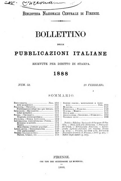 Bollettino delle pubblicazioni italiane ricevute per diritto di stampa