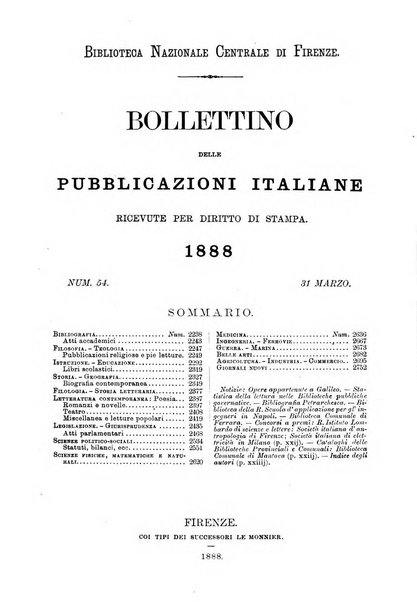 Bollettino delle pubblicazioni italiane ricevute per diritto di stampa