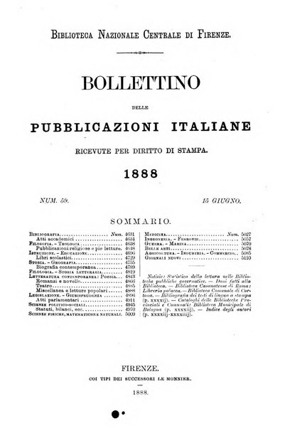 Bollettino delle pubblicazioni italiane ricevute per diritto di stampa