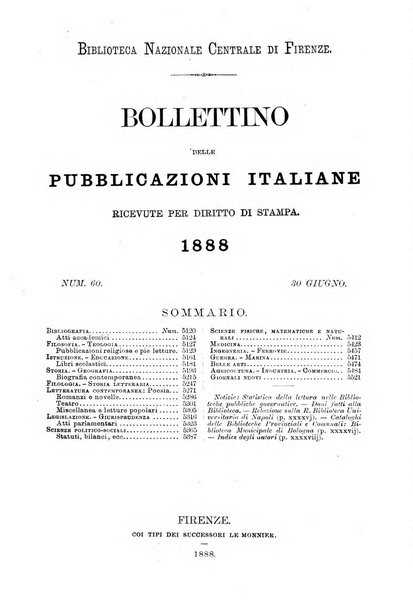 Bollettino delle pubblicazioni italiane ricevute per diritto di stampa