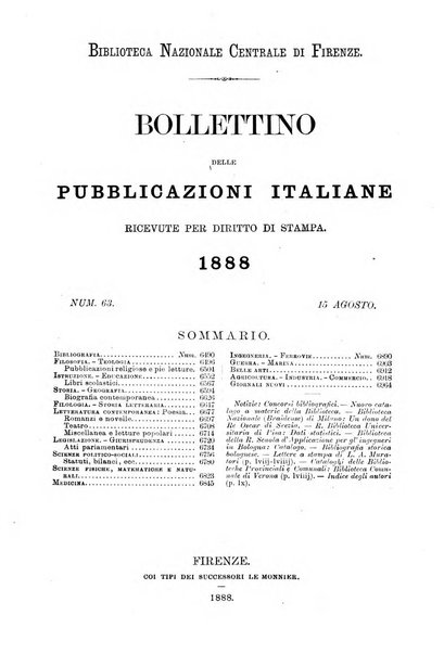 Bollettino delle pubblicazioni italiane ricevute per diritto di stampa