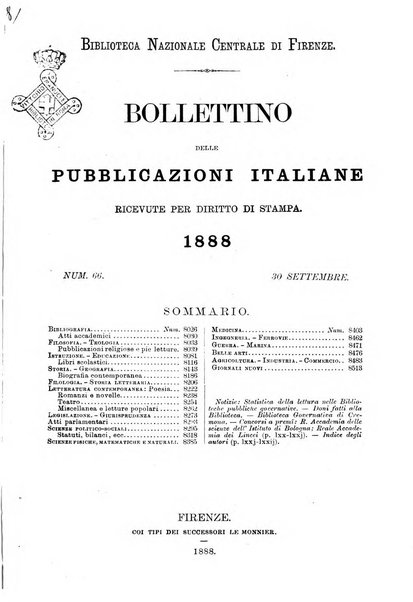 Bollettino delle pubblicazioni italiane ricevute per diritto di stampa