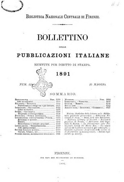 Bollettino delle pubblicazioni italiane ricevute per diritto di stampa