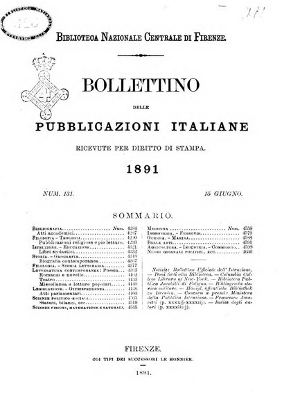 Bollettino delle pubblicazioni italiane ricevute per diritto di stampa