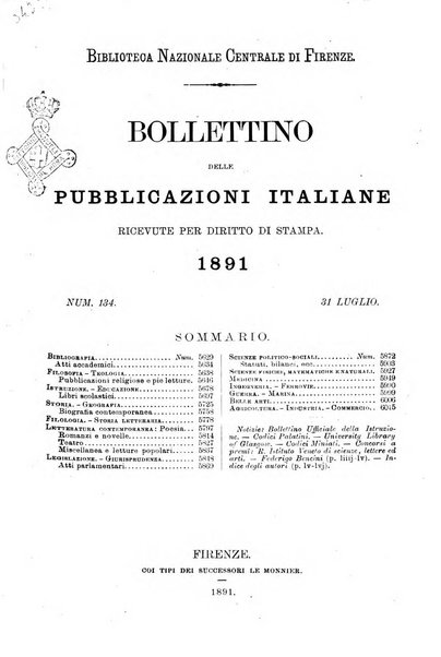 Bollettino delle pubblicazioni italiane ricevute per diritto di stampa