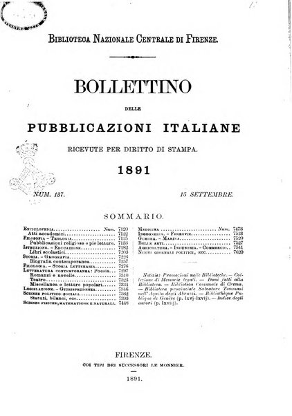 Bollettino delle pubblicazioni italiane ricevute per diritto di stampa