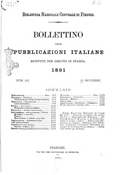 Bollettino delle pubblicazioni italiane ricevute per diritto di stampa