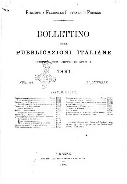 Bollettino delle pubblicazioni italiane ricevute per diritto di stampa