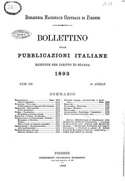 Bollettino delle pubblicazioni italiane ricevute per diritto di stampa