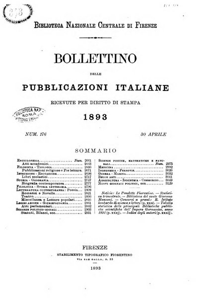 Bollettino delle pubblicazioni italiane ricevute per diritto di stampa