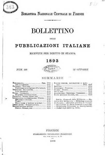 Bollettino delle pubblicazioni italiane ricevute per diritto di stampa