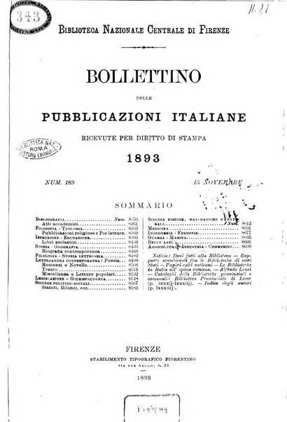 Bollettino delle pubblicazioni italiane ricevute per diritto di stampa