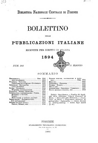 Bollettino delle pubblicazioni italiane ricevute per diritto di stampa