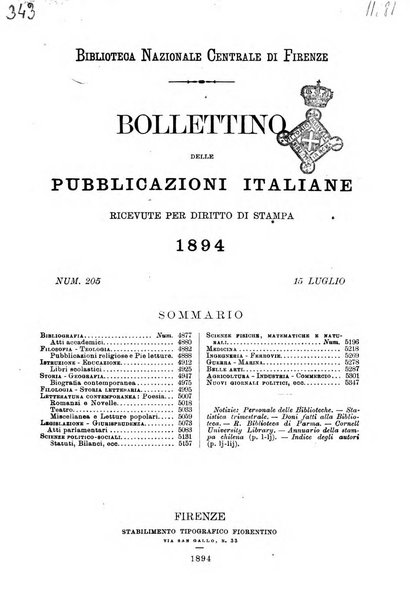 Bollettino delle pubblicazioni italiane ricevute per diritto di stampa