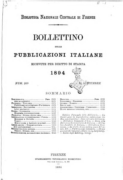 Bollettino delle pubblicazioni italiane ricevute per diritto di stampa