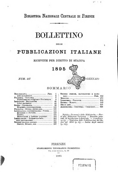 Bollettino delle pubblicazioni italiane ricevute per diritto di stampa