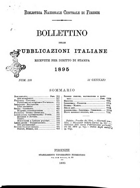 Bollettino delle pubblicazioni italiane ricevute per diritto di stampa