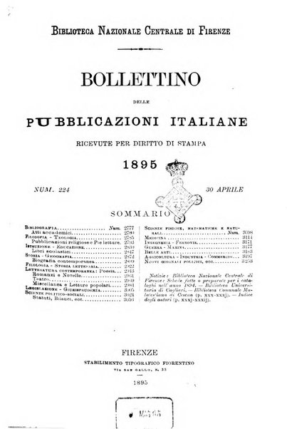 Bollettino delle pubblicazioni italiane ricevute per diritto di stampa