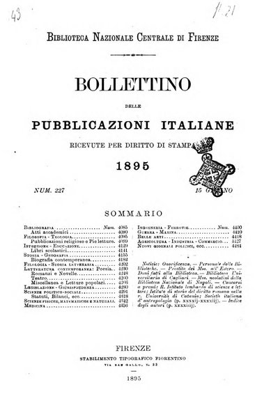 Bollettino delle pubblicazioni italiane ricevute per diritto di stampa