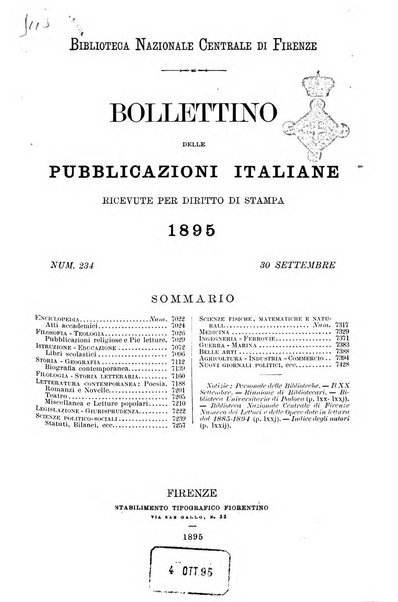 Bollettino delle pubblicazioni italiane ricevute per diritto di stampa