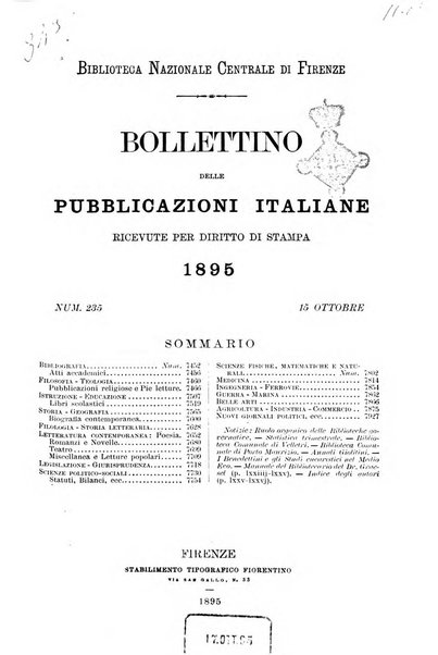 Bollettino delle pubblicazioni italiane ricevute per diritto di stampa