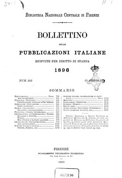 Bollettino delle pubblicazioni italiane ricevute per diritto di stampa