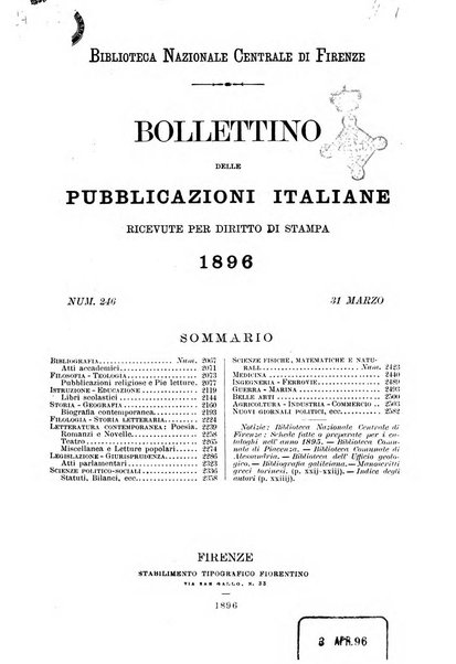 Bollettino delle pubblicazioni italiane ricevute per diritto di stampa