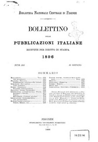 Bollettino delle pubblicazioni italiane ricevute per diritto di stampa