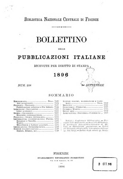 Bollettino delle pubblicazioni italiane ricevute per diritto di stampa