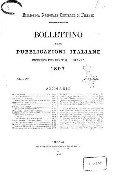 Bollettino delle pubblicazioni italiane ricevute per diritto di stampa