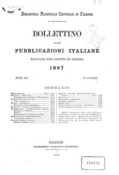 Bollettino delle pubblicazioni italiane ricevute per diritto di stampa