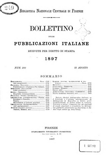 Bollettino delle pubblicazioni italiane ricevute per diritto di stampa