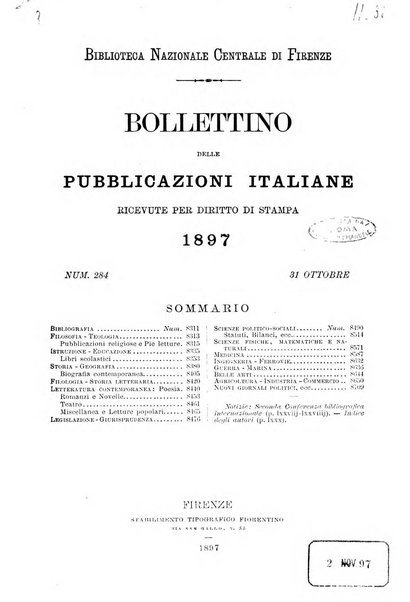 Bollettino delle pubblicazioni italiane ricevute per diritto di stampa