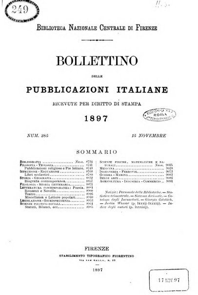 Bollettino delle pubblicazioni italiane ricevute per diritto di stampa