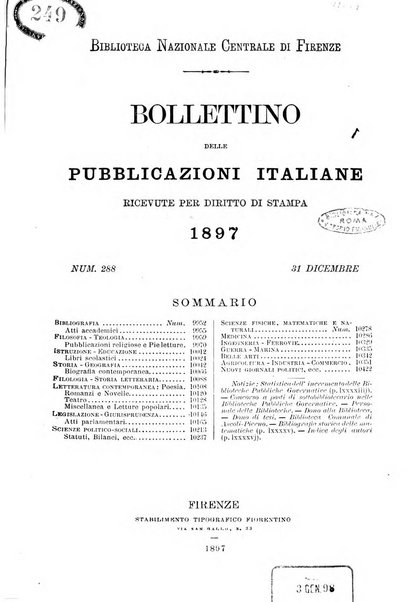 Bollettino delle pubblicazioni italiane ricevute per diritto di stampa