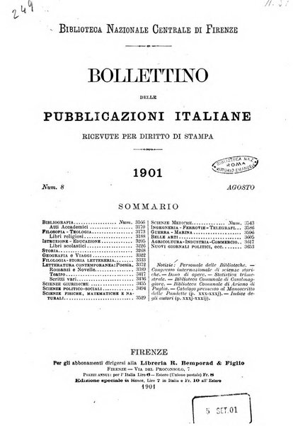 Bollettino delle pubblicazioni italiane ricevute per diritto di stampa