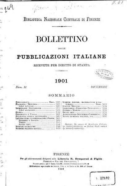 Bollettino delle pubblicazioni italiane ricevute per diritto di stampa