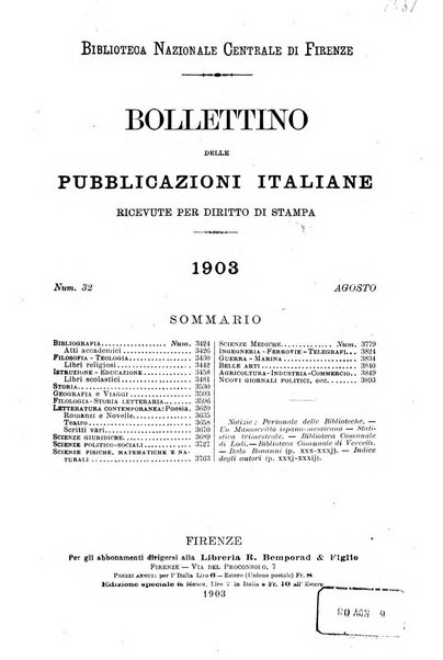 Bollettino delle pubblicazioni italiane ricevute per diritto di stampa