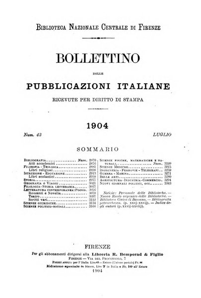 Bollettino delle pubblicazioni italiane ricevute per diritto di stampa