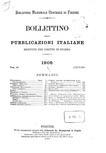 Bollettino delle pubblicazioni italiane ricevute per diritto di stampa