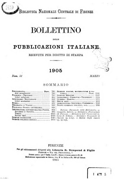 Bollettino delle pubblicazioni italiane ricevute per diritto di stampa