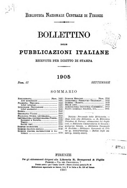 Bollettino delle pubblicazioni italiane ricevute per diritto di stampa